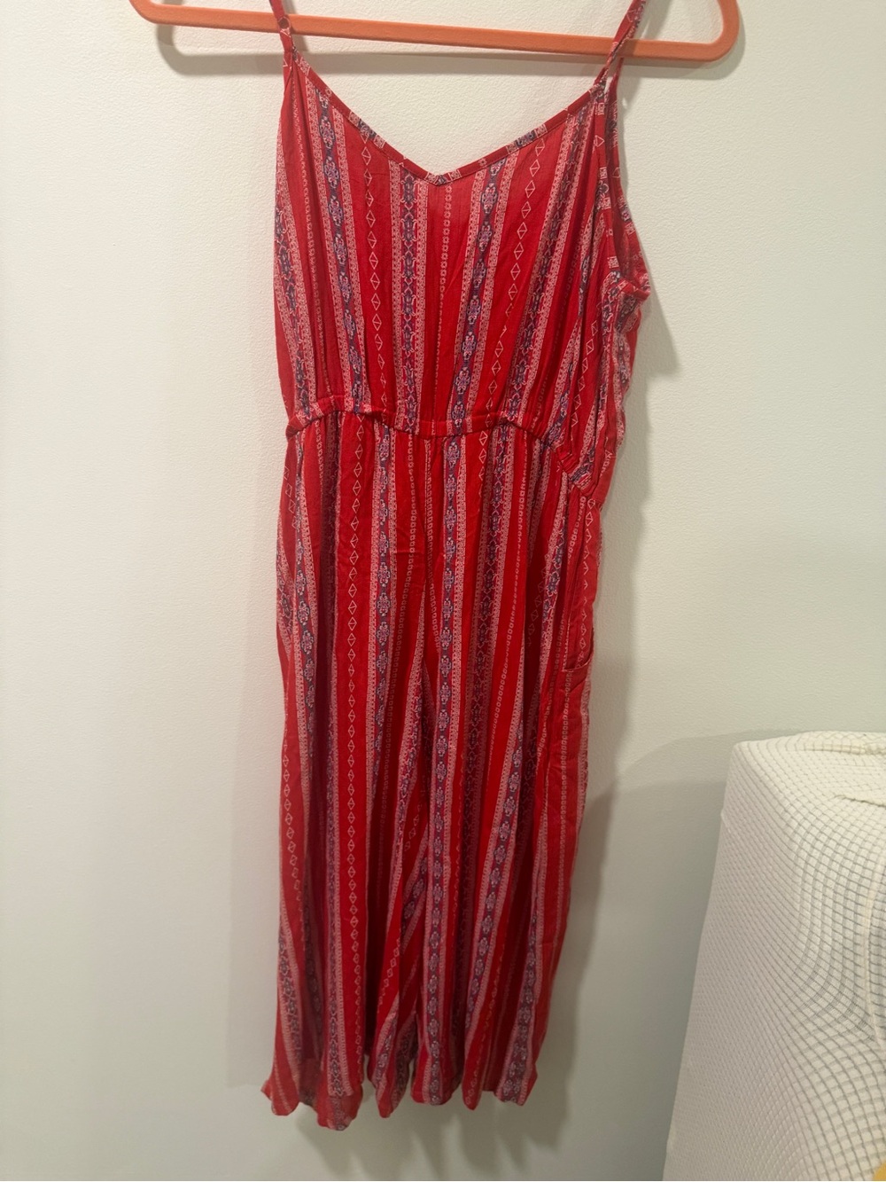 Derek Heart Red Striped Jumpsuit